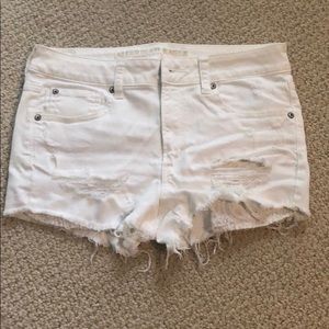 White “stretch” Ripped Jean Shorts